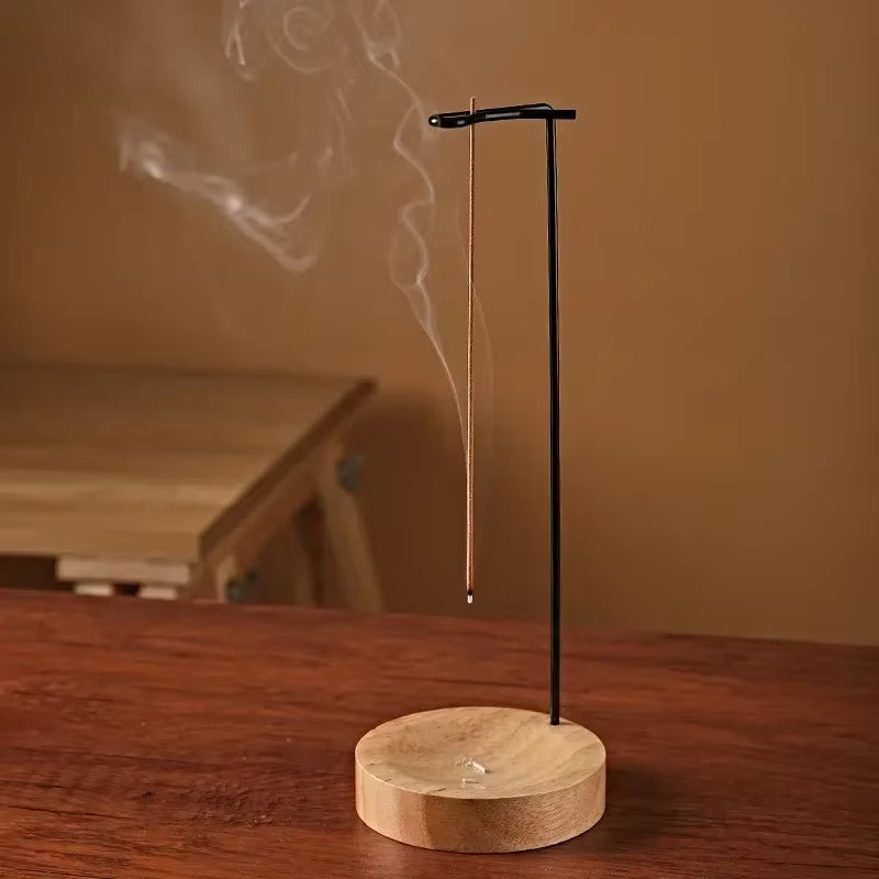 Insence Burner Upside down Incense Burner Incense Stick Holder Wooden round Incense Tray Ornament Bedroom Home Yoga Decoration