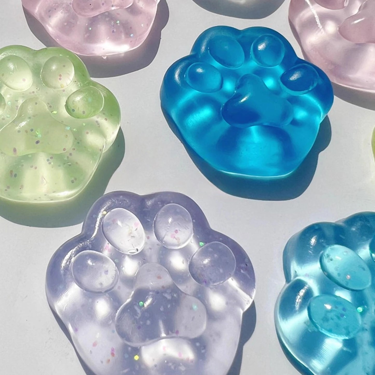 Kawaii Cat Paw Sticky Squeeze Toy Soft Realistic Jelly Glitter Cat'S Claw Squishy Stress Relief Toys Kids Adults Unique Gifts